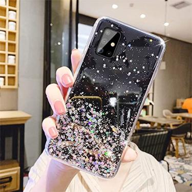 Imagem de Capa de suporte de telefone de folha de prata bling glitter para Samsung Galaxy S21 S20 FE S22 Ultra S10 Lite S10E S9 S8 Plus Capa de silicone macio, preto, para S10