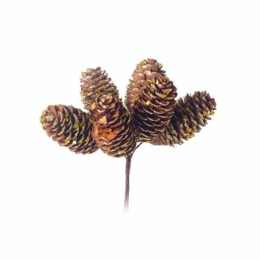 Imagem de Pick Natalino C/6 Pinhas Marrom 1un 15x15x5cm 1641536