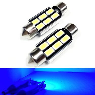 Imagem de SOCAL-LED 2x 3710 36mm Lâmpadas LED Festoon Canbus 6W de alta potência SMD 5730 Luz de cúpula interior, luz de mapa, Azul