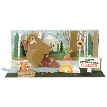 Imagem de Up With Paper Cartão de felicitações panorâmicas pop-up - Papa Bear, multicolorido