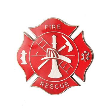 Imagem de Treasure Gurus Fire Dept Maltese Cross Firefighter Collar Lapela Scramble Pin Tie Tack, Metal