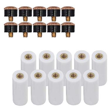 Imagem de Conjunto de 10 pontas de taco de sinuca rosqueadas de 12 mm, substituição de taco de bilhar de couro duro com ponteiras brancas para sinuca