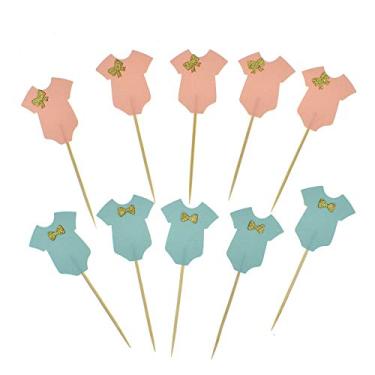 Imagem de Pacote com 40 macacões para chá de bebê topo de bolo para cupcake para decoração de festa de aniversário de menino decorações de chá de bebê