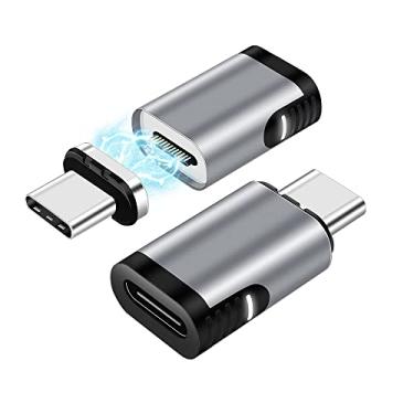 Imagem de SHEEAST Adaptador magnético USB C pacote com 2 24 pinos mini adaptador magnético USB C conector reto 100W PD carga rápida 20Gbs transferência de dados USB 3.1