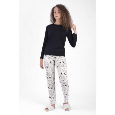 Imagem de Pijama Constelação Feminino Longo Branco - Hygge Homewear