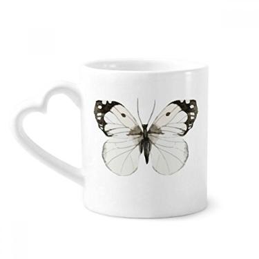 Imagem de Caneca borboleta com asas escuras brancas caneca café cerâmica copo de coração de vidro