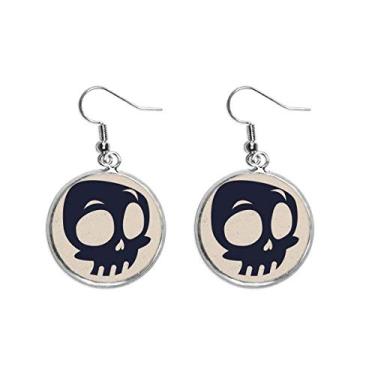 Imagem de Brinco de gota de prata com pingente de orelha de esqueleto de olho grande de Halloween mulher