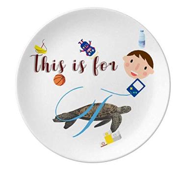 Imagem de Letras Tartarugas Roam Ocean Prato de Porcelana Prato Redondo Menino Homem
