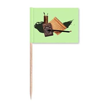 Imagem de Splatter Chinese Essence Bandeiras de palito de dente sem restrições Marcador Decoração de festa