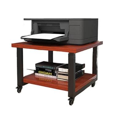 Imagem de KIZQYN Suporte de impressora móvel carrinho de impressora rack de impressora de piso móvel prateleira de escritório sob mesa de armazenamento dupla copiadora rack de armazenamento de áudio com impressora de mesa de roda niversal (cor: D, tamanho: 50x40x28cm)
