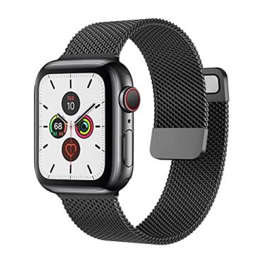 Imagem de SDUTIO para pulseira de relógio 44mm 40mm 38mm 42mm acessórios pulseira smartwatch loop magnético para i-Watch Serie 3 4 5 6 se 7 pulseira (cor: preto, tamanho: 38mm-40mm-41mm)