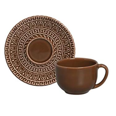 Imagem de Porto Brasil Conjunto com 6 Xícaras de Chá com 6 Pires Greek Cacau 260ml
