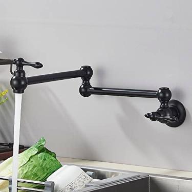 Imagem de Torneira de parede de cozinha com interruptor duplo, torneira de água fria única, bica giratória 360, torneiras dobráveis, C