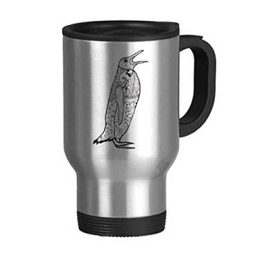 Imagem de Caneca de viagem com desenho de pinguim fofo em aço inoxidável copo de carro garrafa térmica