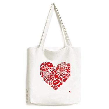 Imagem de Dia dos Namorados Coração Vermelho Rosa Presente Love Bolsa Bolsa de compras Bolsa Casual Bolsa