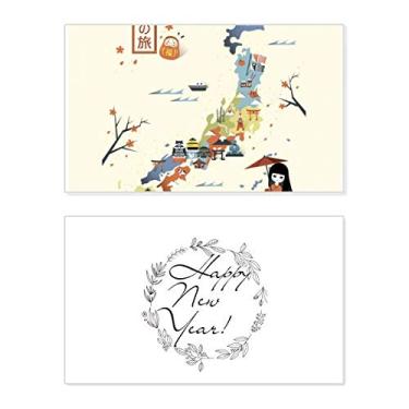 Imagem de Mapa cultural local tradicional japonês, festival, ano novo, cartão de felicitações, mensagem de abençoar presente