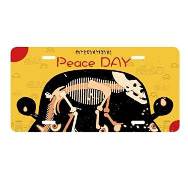 Imagem de DIYthinker Bones Bone Placa de Dinossauro Miniatura Placa de Carro Decoração Dia da Paz