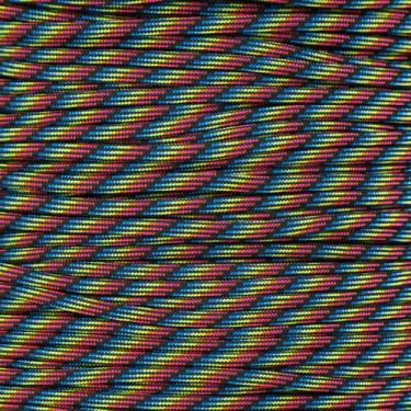 Imagem de Corda de paraquedas 550 tipo III 7 fios de 4 mm de diâmetro – cabo de sobrevivência de resistência à tração de 250 kg (30 metros, listras escuras, enrolador)