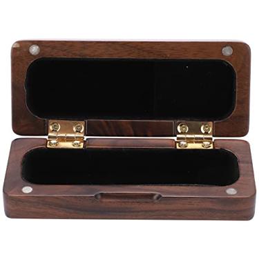 Imagem de Estojo para boca de saxofone, caixa de armazenamento de saxofone portátil para saxofone acessórios de instrumentos musicais de saxofone (nogueira preta)