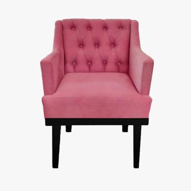 Imagem de Poltrona Decorativa Em Capitonê Para Quarto e Closet Classica Suede Rosa Barbie LM DECOR