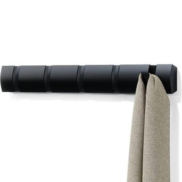 Imagem de Flip Cabideiro de Parede C/ 5 Ganchos Preto UMBRA