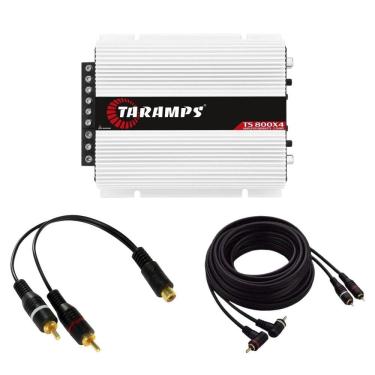 Imagem de Módulo Taramps TS800x4 2 Ohms + 2 Cabos RCA 5mt + 2 Cabos Y