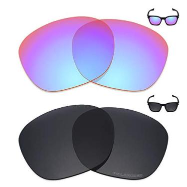 Imagem de Mryok+ 2 pares de lentes polarizadas de substituição para óculos de sol Oakley Garage Rock – Rosa cobalto/preto