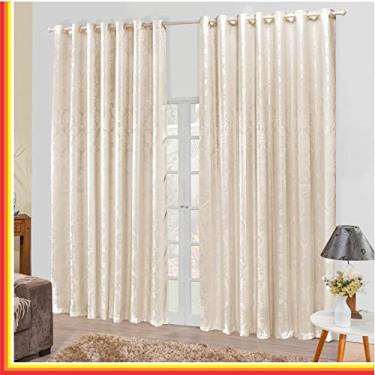 Imagem de Cortina Tropical em Jacquard 4,00 x 2,70 Para Varão - Palha