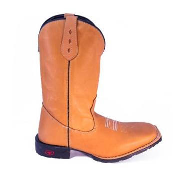 Imagem de Bota Botina Texana Country Lisa Whisky Unissex Solado De Borracha 100% Couro (Bota wisky em Couro, BR, Adulto, Numérico, 43)