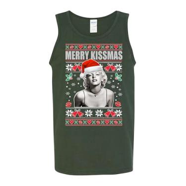 Imagem de Regata masculina Marilyn Monroe Merry Kissmas Ugly Christmas, Verde floresta, GG