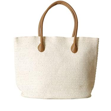 Imagem de BYKOINE Straw Bolsas de ombro femininas verão casual sacola compras escola tecelagem bolsa verde, Branco, One Size