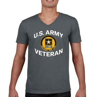 Imagem de Camiseta US Army Veteran Soldier for Life gola V Military Pride DD 214 Patriotic Armed Forces Gear Licenciada, Carvão, GG