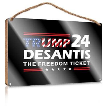 Imagem de Abipuir Trump Desantis 2024 The Freedom Ticket Placa de madeira Trump Funny Bar Sinais para Home Bar Front Sign (Cor: Cor, Tamanho: 23X35CM)