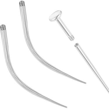Imagem de PunkTracker 14 g/16 g/18 g Kit de piercing de titânio curvado ASTM F136 Ferramenta de pino de inserção cônico para rosca interna Tragus Helix Lip Nose Helix Piercing Joia Labret Studs Nose Stud