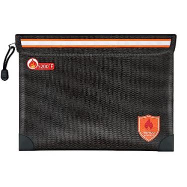 Imagem de Orikithem Bolsa de documentos à prova de fogo 1,204.4 °C/2,871.1 °C, 15×11 polegadas com zíper e tira reflexiva, à prova de fogo/à prova d'água com isolamento térmico para dinheiro, documentos e