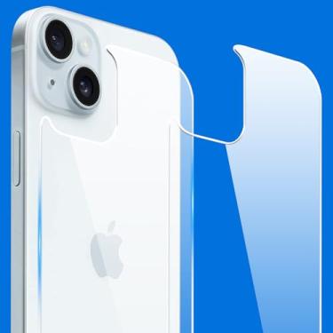 Imagem de Siminsy Pacote com 2 protetores de tela traseira para iPhone 15 Plus, protetor traseiro de vidro temperado, antiarranhões, sensação de toque para iPhone 15 Plus [6,7 polegadas]