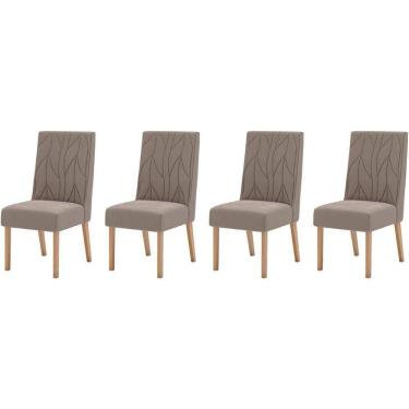 Imagem de Cadeira Sala de Jantar Eloá Kit 4 Un Nature/Veludo Light Marrom Amêndoa - Henn