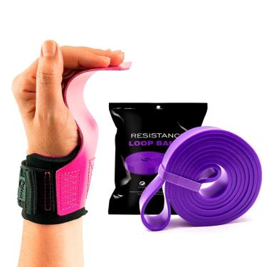 Imagem de Kit Hand Grip Legacy Skyhill Neo Pink e Super Band Roxo 45kg-Unissex