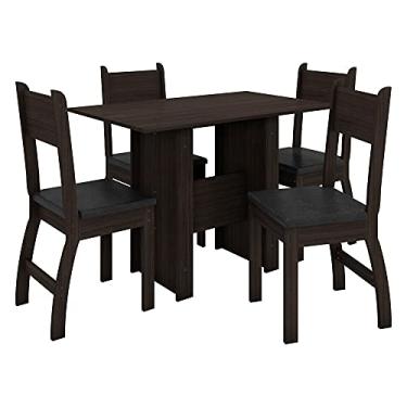 Imagem de Conjunto de Mesa e 4 Cadeiras para Sala de Jantar Milano Fosco-poliman - Amendoa/Preto
