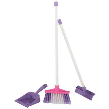 Imagem de Kit Infantil Limpeza Pá, Vassoura e Rodo Rosa - Tateti 1202