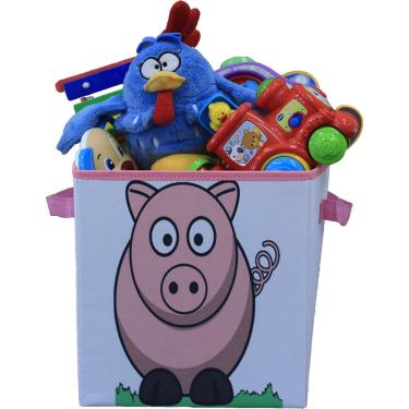 Imagem de Caixa Organizadora Brinquedos Infantil Estampada Bichinhos