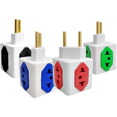 Imagem de Kit 4 Adaptadores Benjamim Cubo com 4 Entradas, 3 Tomadas 10A e 1 Tomada 20A, Padrões de Plugue