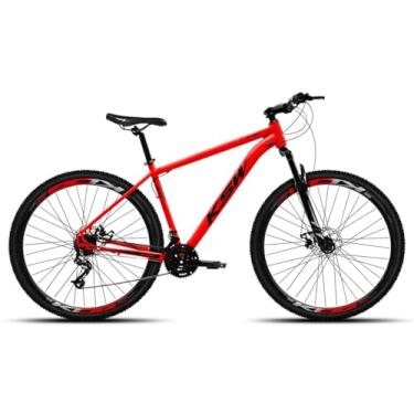 Imagem de Bicicleta Aliminio Aro 29 KSW XLT 100 com 18v Velocidades 2x9v Freio Hidraulico Garfo de suspensão,21,Vermelho Preto