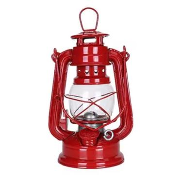 Imagem de Lampião, Lanterna, Lâmpada, Luminária a Querosene Óleo Rústico Vintage Retrô para Sítio Decoração Pesca - Vermelho.