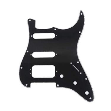 Imagem de Musiclily Pro 11 Furos Canto Redondo Escudo Guitarra HSS Strato Pickguard para Stratocaster EUA/Mexicana com 3 Parafusos para Montagem de Humbucker Captadores Abertos,3 Camadas Preto