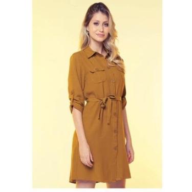 Imagem de Vestido Manga Longa Chemise com Faixa Sob Areia-Feminino