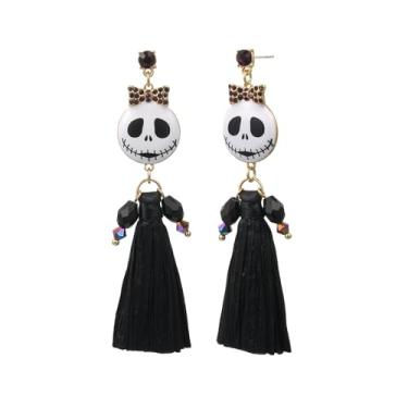 Imagem de Madison Tyler Brinco feminino de Halloween | Brincos de caveira abóbora chapéu de bruxa crânio fantasma veneno | Brincos de festa de Halloween, joias hipoalergênicas, Zinco, Strass