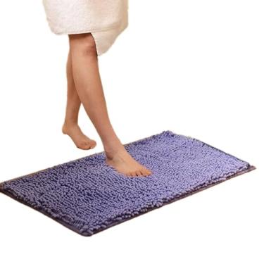 Imagem de Tapete de banho microfibra grosso macio absorvente tapetes de borracha chenille, antiderrapante, lavável à máquina tapetes para banheiro, banheira e chuveiro (violeta azulado) 50 x 80 cm