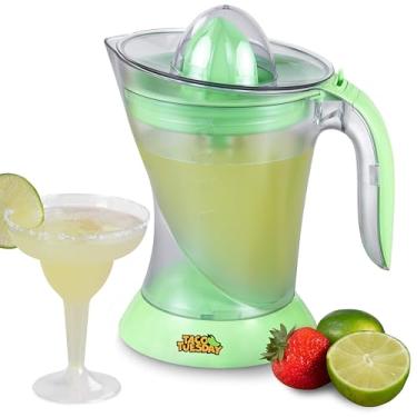 Imagem de Nostalgia Taco Tuesday Electric Lime Juicer & Margarita Kit, Holds Margaritas, Daiquiris, Smoothies, Slushies, with Salt/Sugar Rimmer, Includes Four 8-Oz. Glasses, 32-Ounce, Green