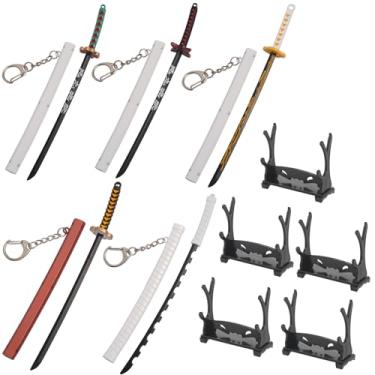 Imagem de 10 Pieces (5 Swords and 5 Sword Holders)Mini Katana Samurai Sword Game Series Sword Party Supplies Gift Keychain for Anime Fans or Spinning Pen Decompression.be applicable Mode Action Figure